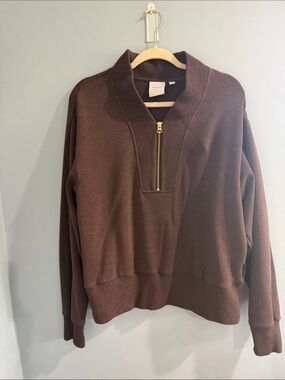 Varley Brown Half-Zip Pullover Sweatshirt